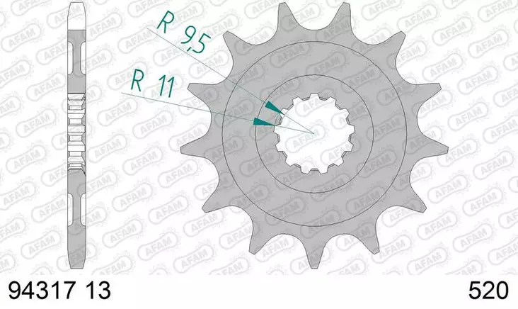 Eturatas AFAM 520 Standard, 13T, TM MX/EN250F - MX Eturattaat - 5080 - 1