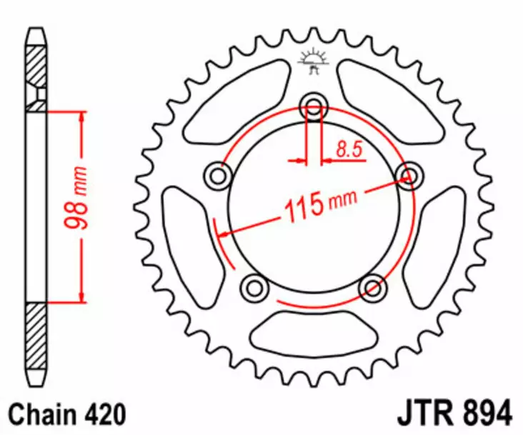 Takaratas JT Sprockets 420 Teräs, KTM/HVA/GasGas 65, 48T - MX Takarattaat - 381 - 1