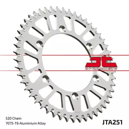 Takaratas JT Sprockets 520 Alu Standard, 50T, Musta, Yamaha YZ/YZF - MX Ketjut ja rattaat - 4821 - 3