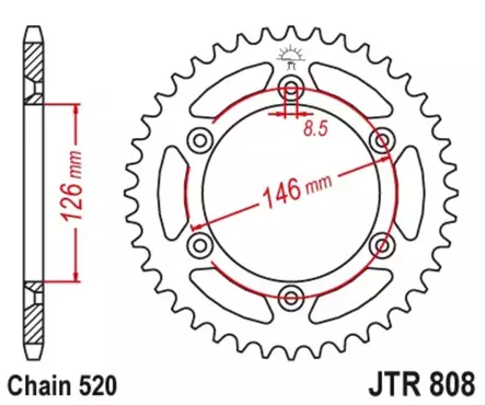 Takaratas JT Sprockets 520 Teräs, Suzuki RMZ250/450 -24, 51T - MX Takarattaat - 1301 - 1