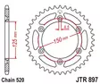 Takaratas JT Sprockets 520 Teräs Self Cleaning, 50T, KTM SX/SXF - MX Takarattaat - 5051 - 1