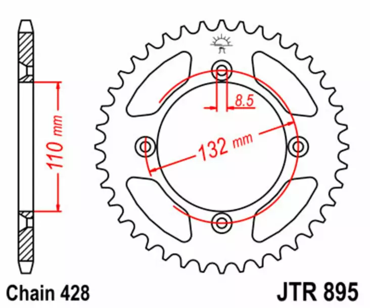 Takaratas JT Sprockets 428 Teräs, KTM/HVA/GasGas 85, 49T - MX Takarattaat - 382 - 1