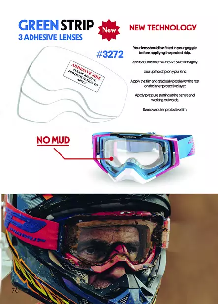 Linssinsuojus ProGrip Green Strip, 3kpl - MX Ajolasit - 1682 - 1