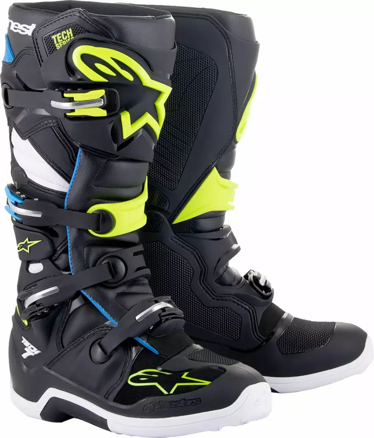 Ajosaapas Alpinestars Tech 7 Musta/Sininen/Keltainen 10/44,5 - Motocross-saappaat - 1143 - 1