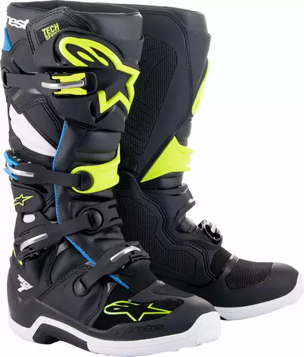 Ajosaapas Alpinestars Tech 7 Musta/Sininen/Keltainen 10/44,5 - Motocross-saappaat - 1143 - 1