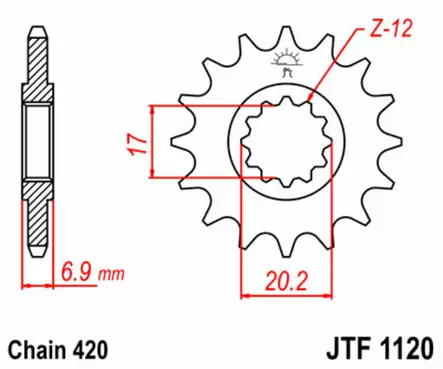 Eturatas JT Sprockets, Minarelli AM6, 14T - MX Eturattaat - 4306 - 3