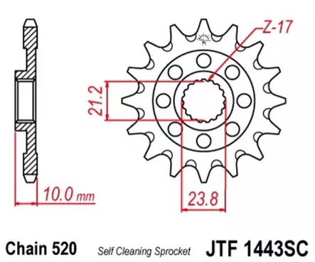 Eturatas JT Sprockets Self Cleaning, 13T, Suzuki RMZ450 13- - MX Ketjut ja rattaat - 4938 - 3