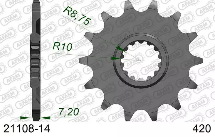 Eturatas AFAM Standard, 14T, Yamaha YZ65 - MX Eturattaat - 3789 - 1