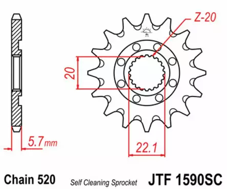 Eturatas JT Sprockets Steel Self-Cleaning, 13T, Yamaha YZ125/250F - MX Eturattaat - 3669 - 3