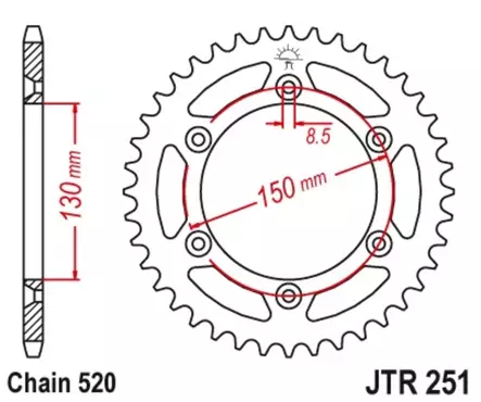 Takaratas JT Sprockets 520 Teräs SelfCleaning, 49T, Yamaha YZ/YZF - MX Takarattaat - 5019 - 1